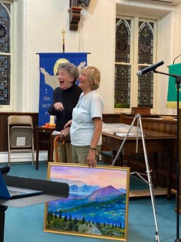 Visual artist Joan Hodous shares her work at DCC rehearsal