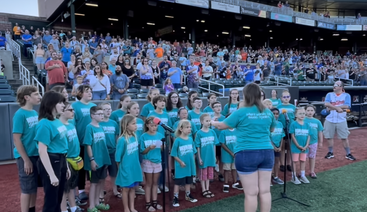 DCYC Sings The National Anthem at Ironbirds Game